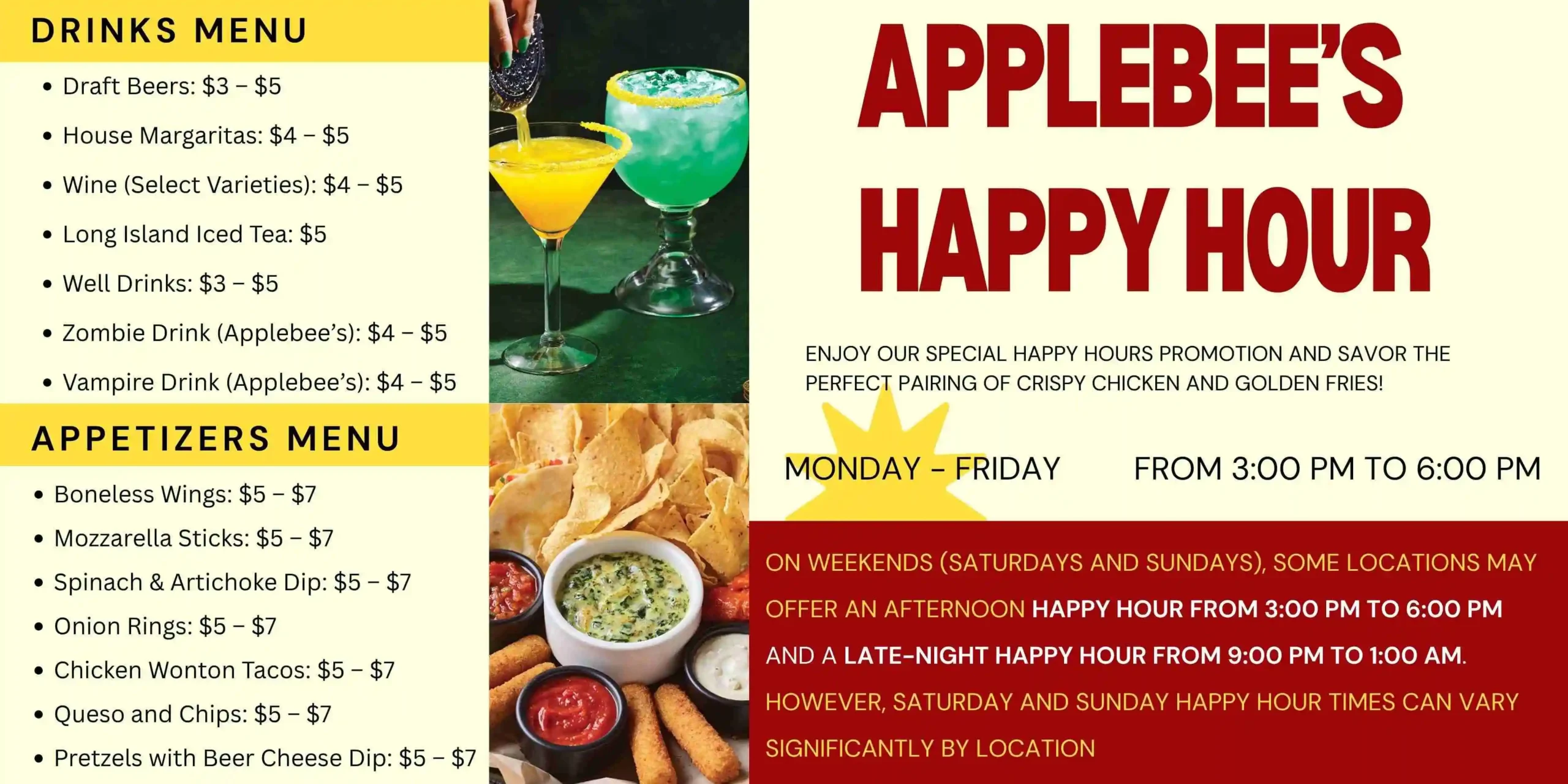 Applebee’s Happy Hour Menu With Prices